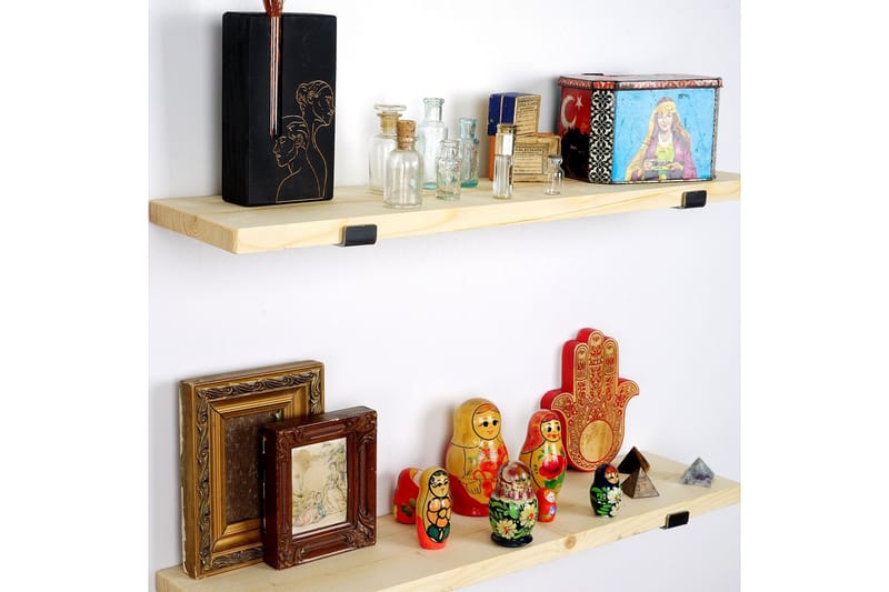 Wayte Vegghylle 60 cm - Svart / Eik - Oppbevaring - Hyller - Vegghylle