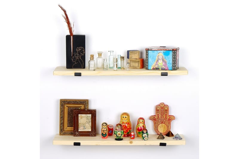 Wayte Vegghylle 60 cm - Svart / Eik - Oppbevaring - Hyller - Vegghylle