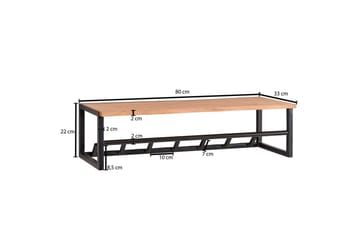Vegghylle Wohnling Vegghengt knaggrekke i metall med massivt tre 80 cm industriell - Oppbevaring - Hyller - Hattehylle