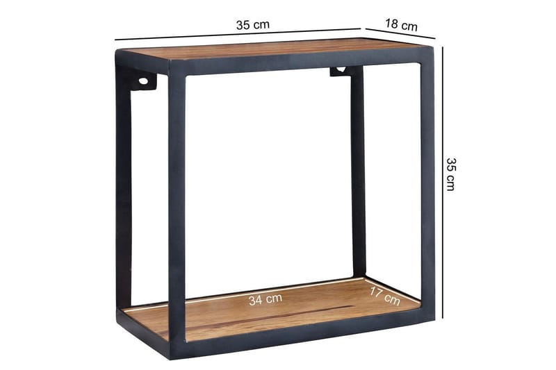 Vegghylle Wohnling Puri heltre metallramme veggmontert industriell - Oppbevaring - Hyller - Vegghylle