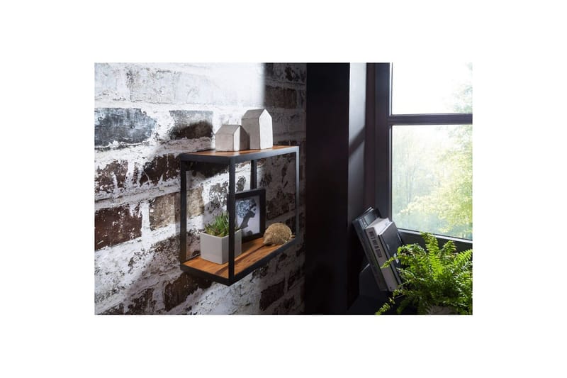 Vegghylle Wohnling Puri heltre metallramme veggmontert industriell - Oppbevaring - Hyller - Vegghylle