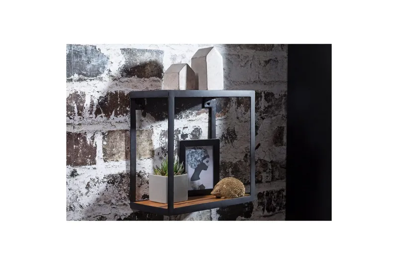 Vegghylle Wohnling Puri heltre metallramme veggmontert industriell - Oppbevaring - Hyller - Vegghylle