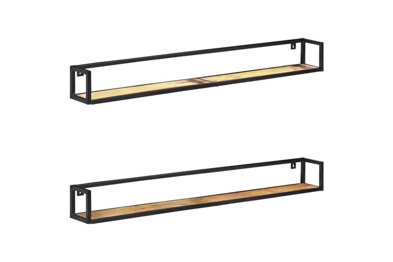 Vegghyller 2 stk 160 cm gjenvunnet heltre - Oppbevaring - Hyller - Vegghylle
