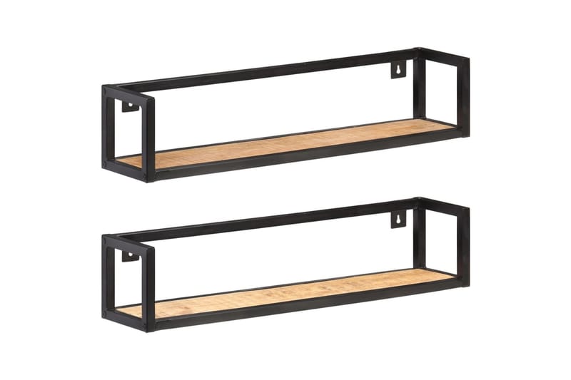 Vegghyller 2 stk 80 cm grov heltre mango - Oppbevaring - Hyller - Vegghylle