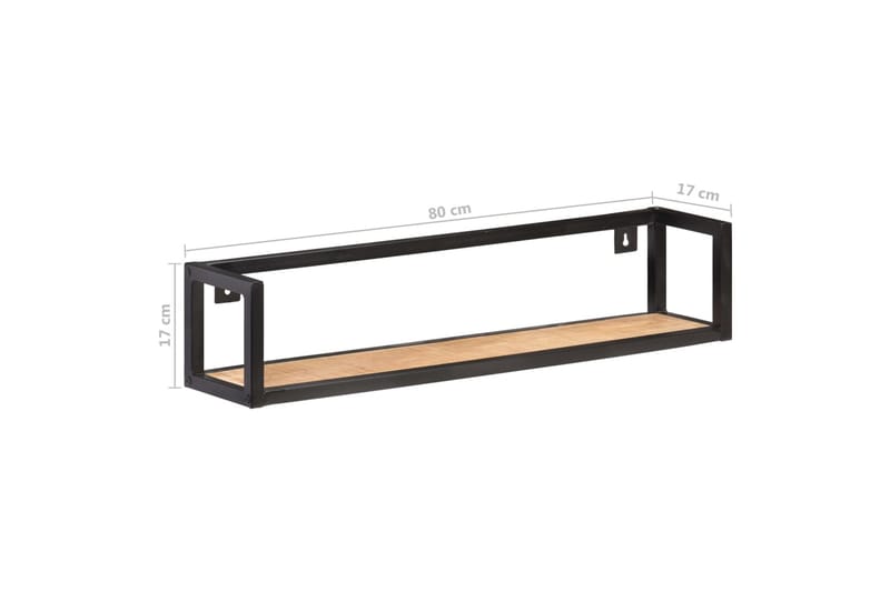 Vegghyller 2 stk 80 cm grov heltre mango - Oppbevaring - Hyller - Vegghylle