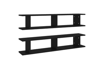 Vegghyller 2 stk svart 105x18x20 cm sponplate - Svart - Oppbevaring - Hyller - Vegghylle
