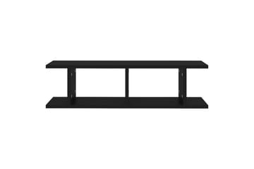 Vegghyller 2 stk svart 78x18x20 cm sponplate - Svart - Oppbevaring - Hyller - Vegghylle