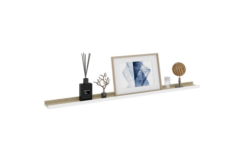 Vegghyller 4 stk hvit og sonoma eik 115x9x3 cm - Hvit - Oppbevaring - Hyller - Vegghylle