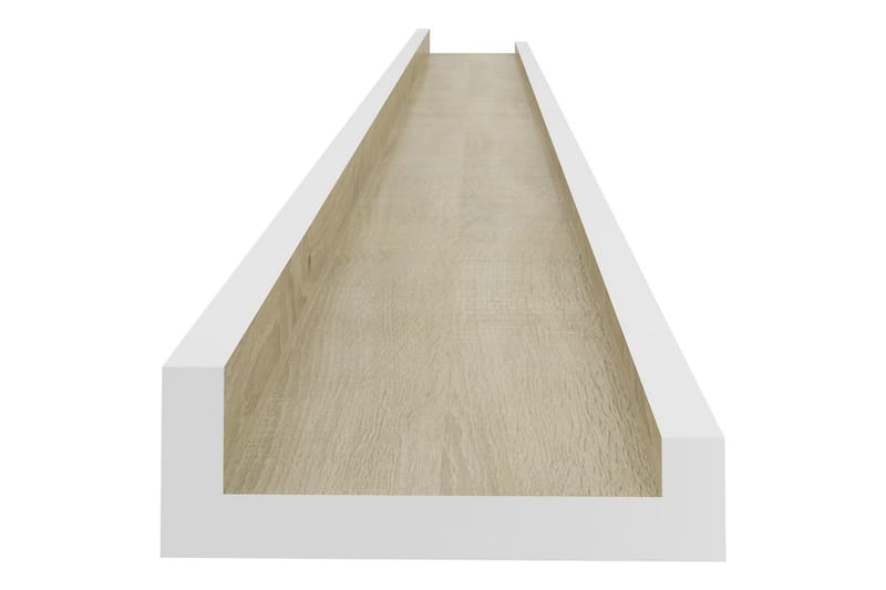 Vegghyller 4 stk hvit og sonoma eik 115x9x3 cm - Hvit - Oppbevaring - Hyller - Vegghylle