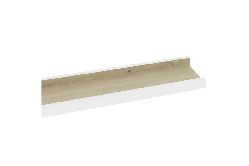 Vegghyller 4 stk hvit og sonoma eik 115x9x3 cm - Hvit - Oppbevaring - Hyller - Vegghylle
