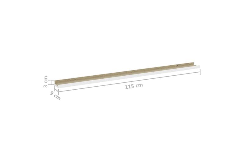Vegghyller 4 stk hvit og sonoma eik 115x9x3 cm - Hvit - Oppbevaring - Hyller - Vegghylle