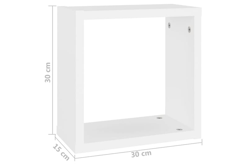 Vegghyller kubeformet 2 stk hvit 30x15x30 cm - Hvit - Oppbevaring - Hyller - Vegghylle