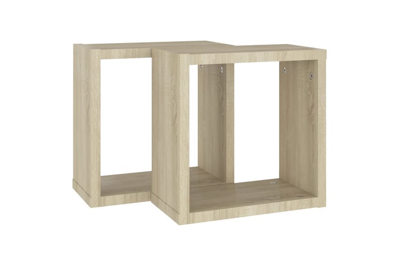 Vegghyller kubeformet 2 stk sonoma eik 30x15x30 cm - Brun - Vegghylle