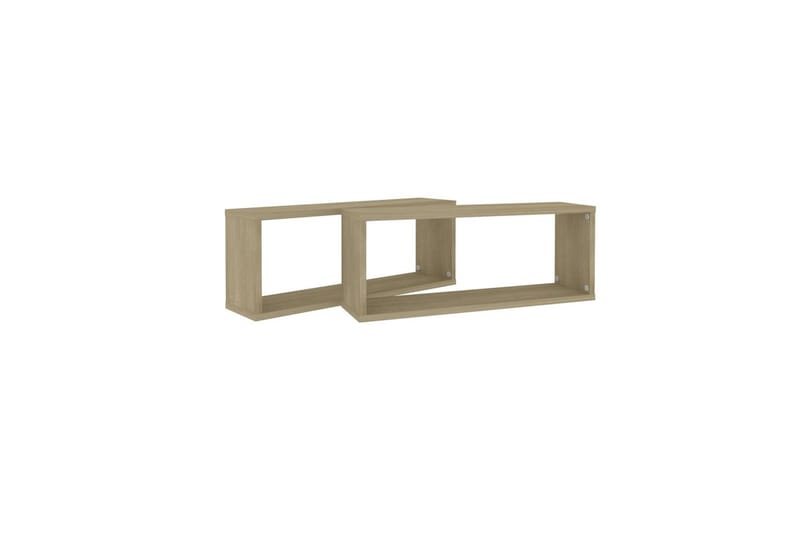 Vegghyller kubeformet 2 stk sonoma eik 60x15x23 cm sponplate - Brun - Oppbevaring - Hyller - Vegghylle