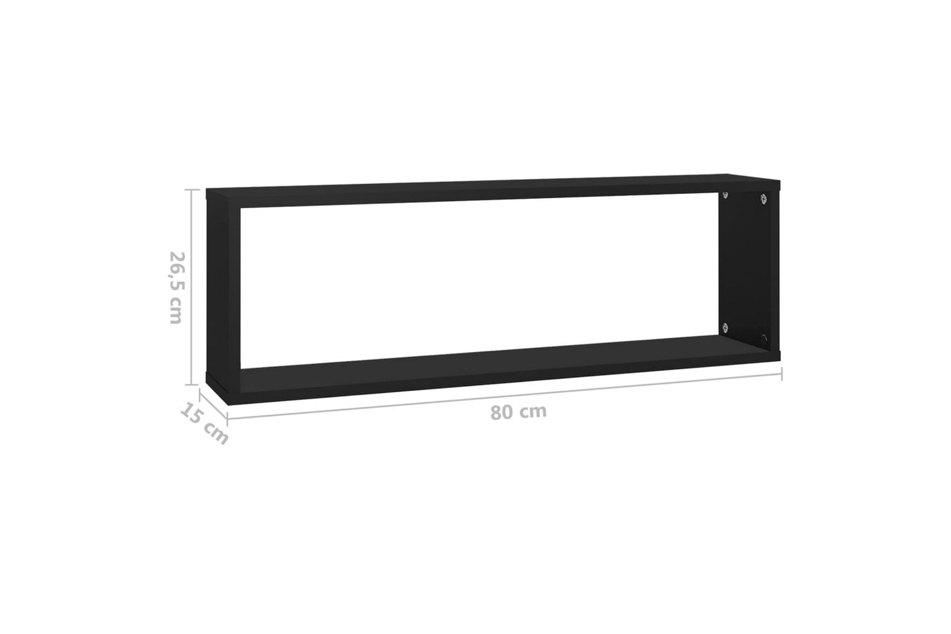 Vegghyller kubeformet 2 stk svart 80x15x26,5 cm sponplate - Svart - Oppbevaring - Hyller - Vegghylle