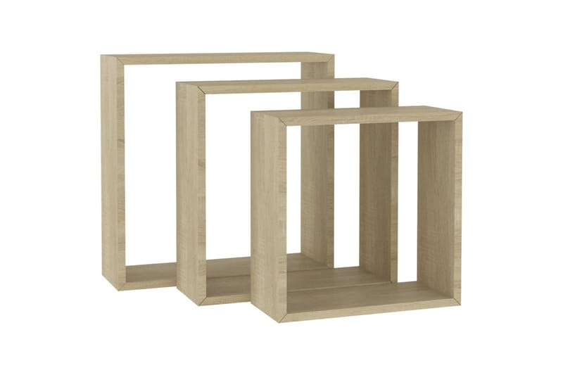 Vegghyller kubeformet 3 stk sonoma eik - Brun - Oppbevaring - Hyller - Vegghylle