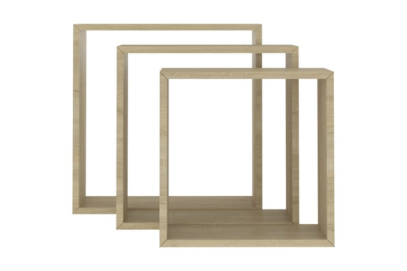 Vegghyller kubeformet 3 stk sonoma eik - Brun - Oppbevaring - Hyller - Vegghylle