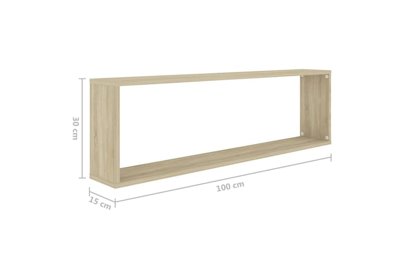 Vegghyller kubeformet 4 stk 100x15x30 cm sponplate - Brun - Oppbevaring - Hyller - Vegghylle