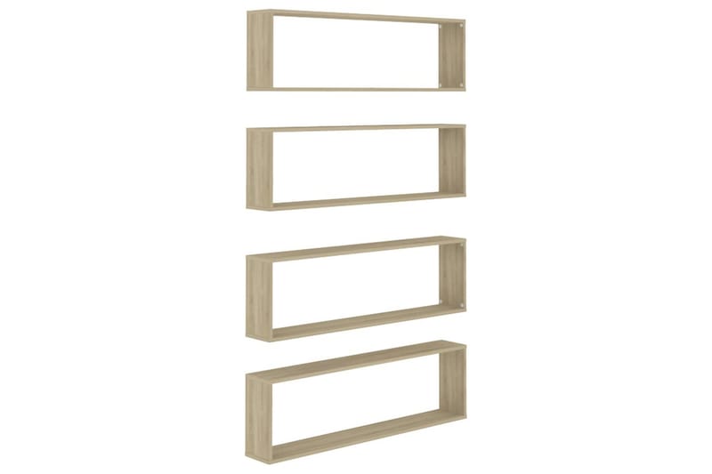 Vegghyller kubeformet 4 stk 100x15x30 cm sponplate - Brun - Oppbevaring - Hyller - Vegghylle