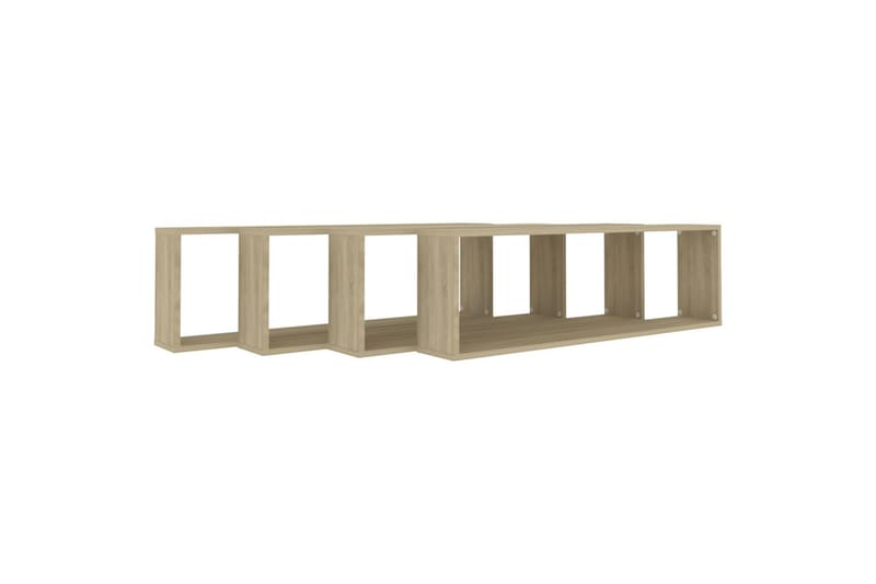 Vegghyller kubeformet 4 stk 100x15x30 cm sponplate - Brun - Oppbevaring - Hyller - Vegghylle