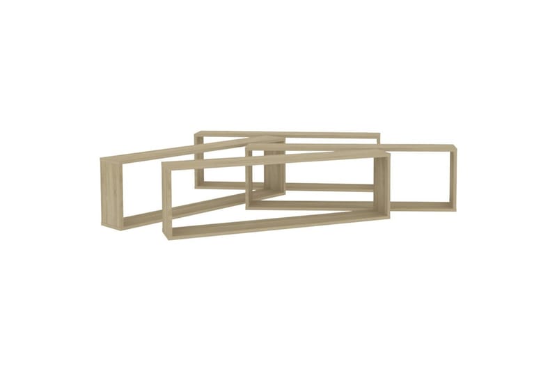Vegghyller kubeformet 4 stk 100x15x30 cm sponplate - Brun - Oppbevaring - Hyller - Vegghylle
