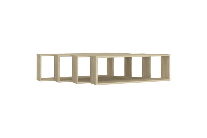 Vegghyller kubeformet 4 stk 80x15x26,5 cm sponplate - Brun - Oppbevaring - Hyller - Vegghylle