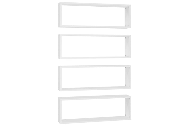 Vegghyller kubeformet 4 stk hvit 80x15x26,5 cm sponplate - Hvit - Oppbevaring - Hyller - Vegghylle