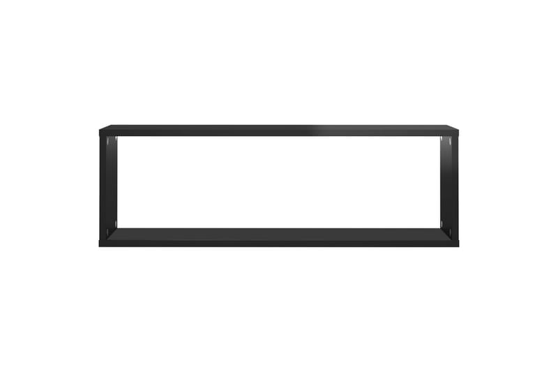 Vegghyller kubeformet 4stk 80x15x26,5cm sponplate - Svart - Oppbevaring - Hyller - Vegghylle