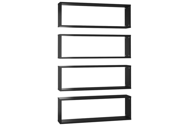 Vegghyller kubeformet 4stk 80x15x26,5cm sponplate - Svart - Oppbevaring - Hyller - Vegghylle