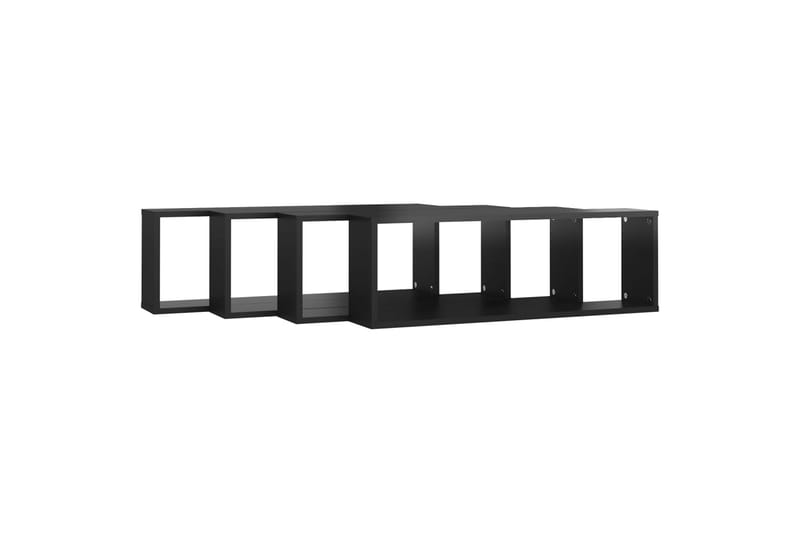 Vegghyller kubeformet 4stk 80x15x26,5cm sponplate - Svart - Oppbevaring - Hyller - Vegghylle