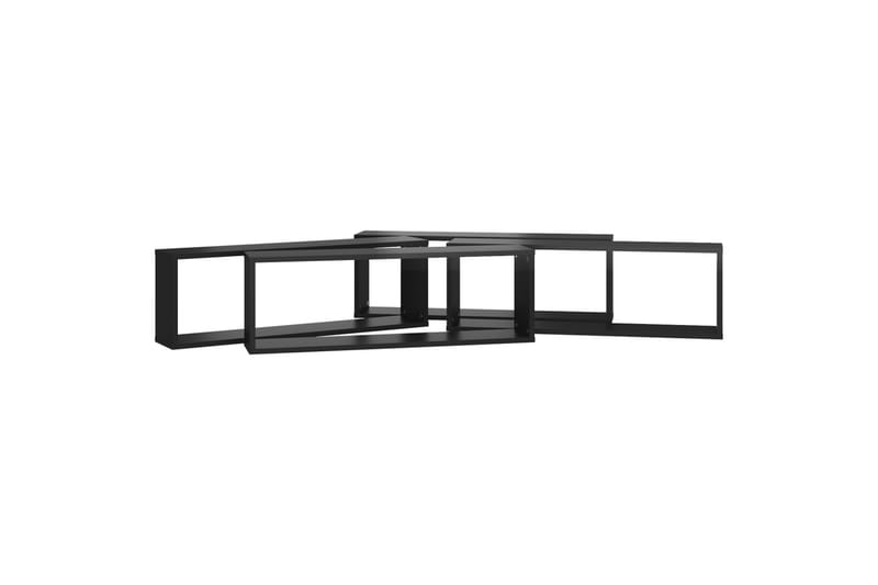 Vegghyller kubeformet 4stk 80x15x26,5cm sponplate - Svart - Oppbevaring - Hyller - Vegghylle