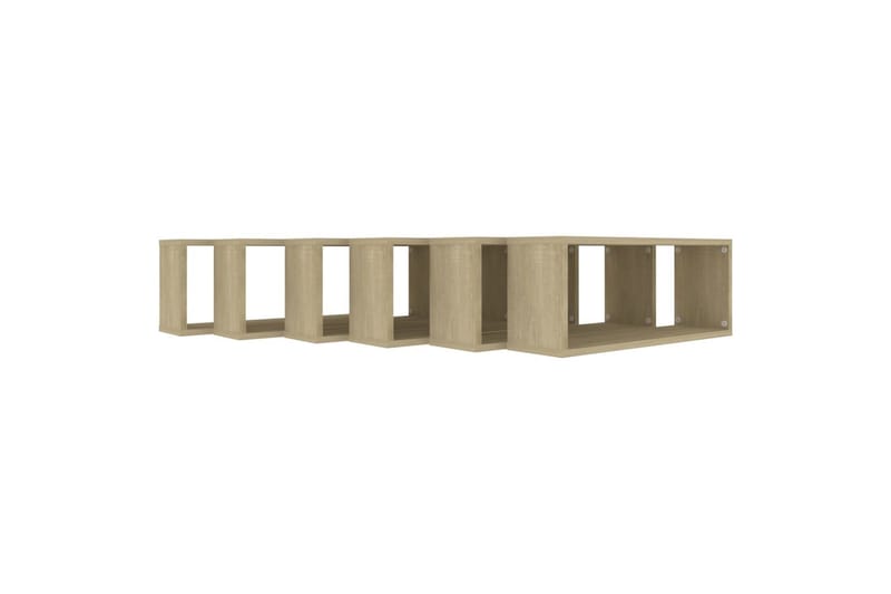 Vegghyller kubeformet 6 stk sonoma eik 60x15x23 cm sponplate - Brun - Oppbevaring - Hyller - Vegghylle