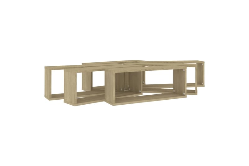 Vegghyller kubeformet 6 stk sonoma eik 60x15x23 cm sponplate - Brun - Oppbevaring - Hyller - Vegghylle