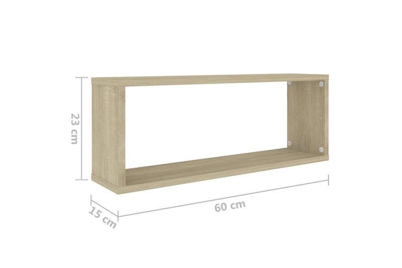 Vegghyller kubeformet 6 stk sonoma eik 60x15x23 cm sponplate - Brun - Oppbevaring - Hyller - Vegghylle