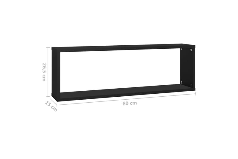 Vegghyller kubeformet 6 stk svart 80x15x26,5 cm sponplate - Svart - Oppbevaring - Hyller - Vegghylle