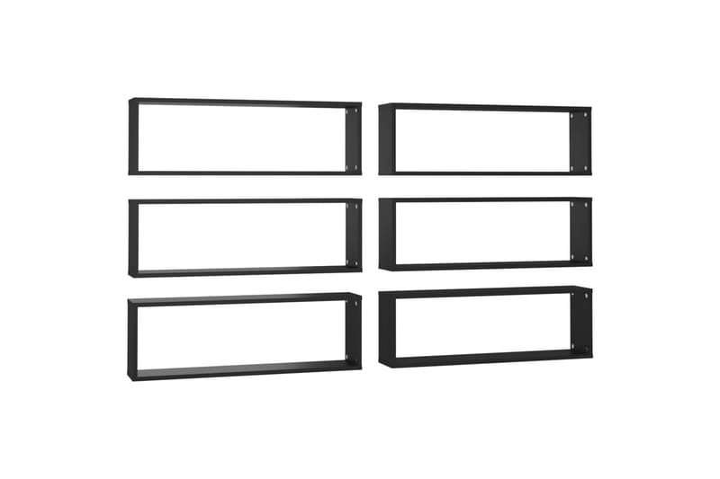 Vegghyller kubeformet 6 stk svart 80x15x26,5 cm sponplate - Svart - Oppbevaring - Hyller - Vegghylle
