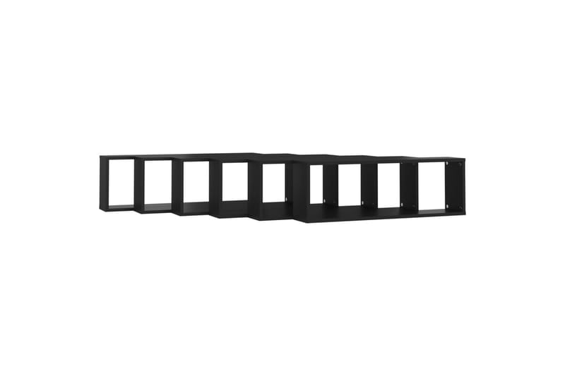 Vegghyller kubeformet 6 stk svart 80x15x26,5 cm sponplate - Svart - Oppbevaring - Hyller - Vegghylle