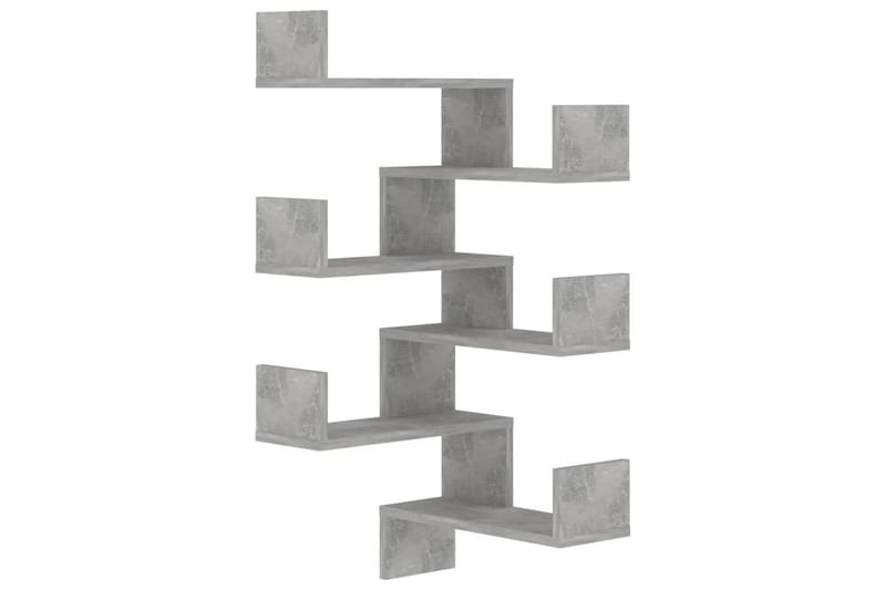 Veggmonterte hjørnehyller 2 stk 40x40x50 cm - Grå - Oppbevaring - Hyller - Vegghylle