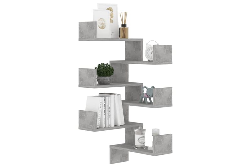 Veggmonterte hjørnehyller 2 stk 40x40x50 cm - Grå - Oppbevaring - Hyller - Vegghylle