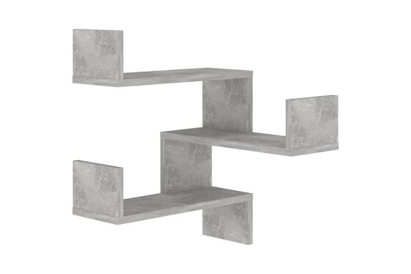 Veggmonterte hjørnehyller 2 stk 40x40x50 cm - Grå - Oppbevaring - Hyller - Vegghylle