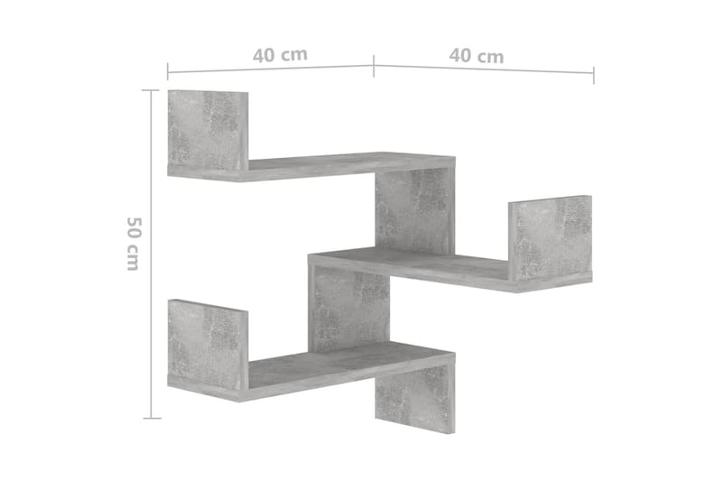 Veggmonterte hjørnehyller 2 stk 40x40x50 cm - Grå - Oppbevaring - Hyller - Vegghylle