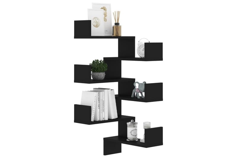 Veggmonterte hjørnehyller 2 stk svart 40x40x50 cm sponplate - Svart - Oppbevaring - Hyller - Vegghylle