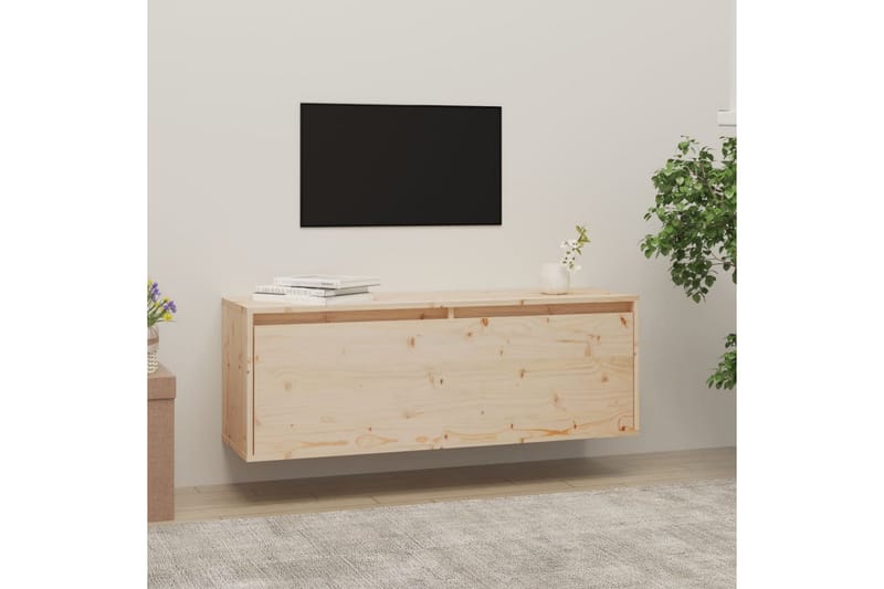 Veggskap 100x30x35 cm heltre furu - Brun - Oppbevaring - Hyller - Vegghylle
