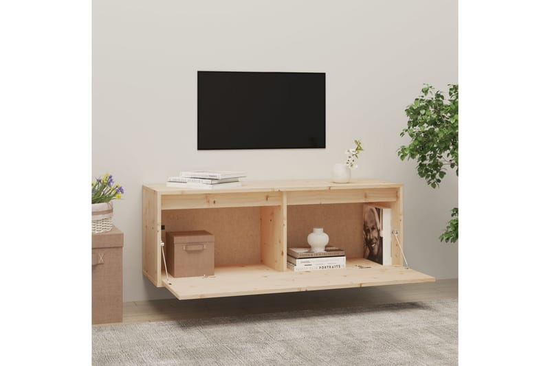 Veggskap 100x30x35 cm heltre furu - Brun - Oppbevaring - Hyller - Vegghylle