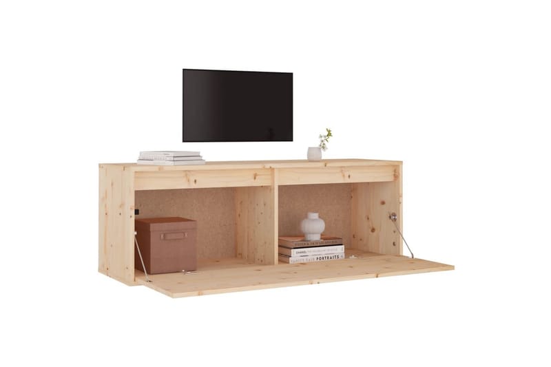 Veggskap 100x30x35 cm heltre furu - Brun - Oppbevaring - Hyller - Vegghylle