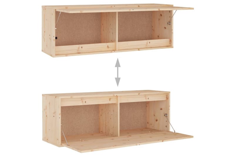 Veggskap 100x30x35 cm heltre furu - Brun - Oppbevaring - Hyller - Vegghylle