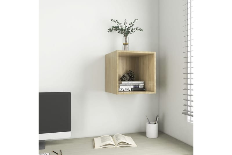 Veggskap sonoma eik 37x37x37 cm sponplate - Brun - Oppbevaring - Hyller - Vegghylle