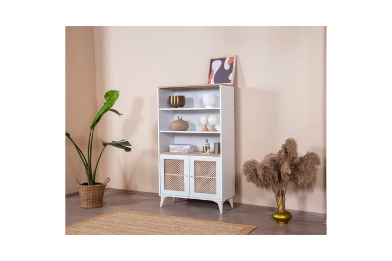 Velin Bokhylle 90 cm - Hvit/Lysfarget tre - Oppbevaring - Hyller - Bokhylle