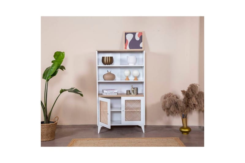 Velin Bokhylle 90 cm - Hvit/Lysfarget tre - Oppbevaring - Hyller - Bokhylle