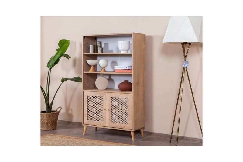 Velin Bokhylle 90 cm - Hvit/Lysfarget tre - Oppbevaring - Hyller - Bokhylle